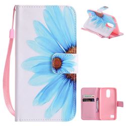 Blue Sunflower PU Leather Wallet Case for LG K10 2017