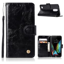 Luxury Retro Leather Wallet Case for LG K10 2017 - Black