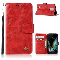 Luxury Retro Leather Wallet Case for LG K10 2017 - Red