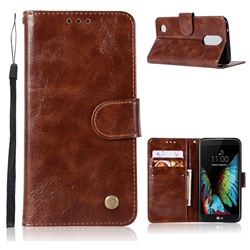 Luxury Retro Leather Wallet Case for LG K10 2017 - Brown