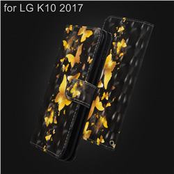 Golden Butterfly 3D Painted Leather Wallet Case for LG K10 2017