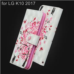 Tree and Cat 3D Painted Leather Wallet Case for LG K10 2017
