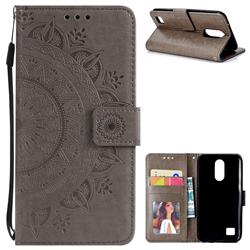 Intricate Embossing Datura Leather Wallet Case for LG K10 2017 - Gray