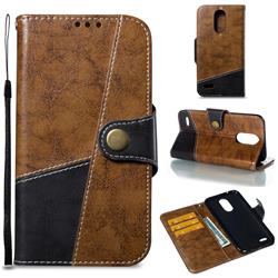 Retro Magnetic Stitching Wallet Flip Cover for LG K10 2017 - Brown