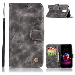 Luxury Retro Leather Wallet Case for LG K10 (2018) - Gray
