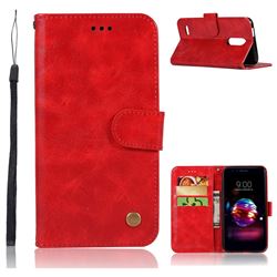 Luxury Retro Leather Wallet Case for LG K10 (2018) - Red