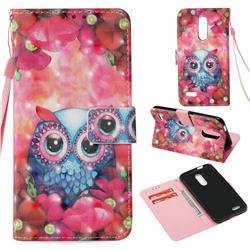 Flower Owl 3D Painted Leather Wallet Case for LG K10 (2018)
