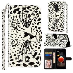 Leopard Panther 3D Leather Phone Holster Wallet Case for LG K10 (2018)
