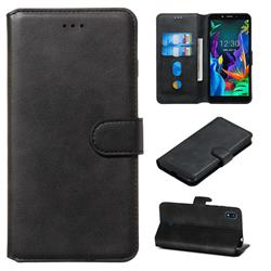 Retro Calf Matte Leather Wallet Phone Case for LG K20 (2019) - Black