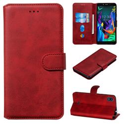 Retro Calf Matte Leather Wallet Phone Case for LG K20 (2019) - Red