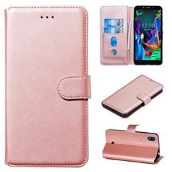 Retro Calf Matte Leather Wallet Phone Case for LG K20 (2019) - Pink