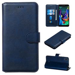 Retro Calf Matte Leather Wallet Phone Case for LG K20 (2019) - Blue