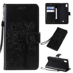 Embossing Butterfly Tree Leather Wallet Case for LG K20 (2019) - Black