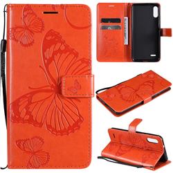 Embossing 3D Butterfly Leather Wallet Case for LG K22 / K22 Plus - Orange