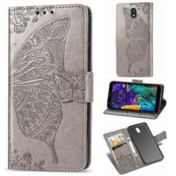 Embossing Mandala Flower Butterfly Leather Wallet Case for LG K30 (2019) 5.45 inch - Gray