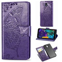 Embossing Mandala Flower Butterfly Leather Wallet Case for LG K30 (2019) 5.45 inch - Dark Purple