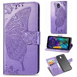 Embossing Mandala Flower Butterfly Leather Wallet Case for LG K30 (2019) 5.45 inch - Light Purple