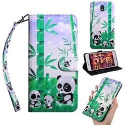 Eating Bamboo Pandas 3D Painted Leather Wallet Case for LG K30 (2019) 5.45 inch