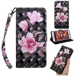 Black Powder Flower 3D Painted Leather Wallet Case for LG K30 (2019) 5.45 inch