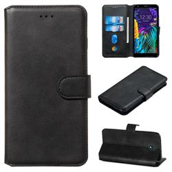 Retro Calf Matte Leather Wallet Phone Case for LG K30 (2019) 5.45 inch - Black