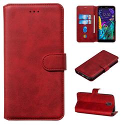 Retro Calf Matte Leather Wallet Phone Case for LG K30 (2019) 5.45 inch - Red