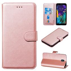 Retro Calf Matte Leather Wallet Phone Case for LG K30 (2019) 5.45 inch - Pink