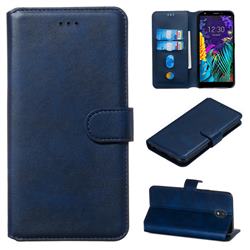 Retro Calf Matte Leather Wallet Phone Case for LG K30 (2019) 5.45 inch - Blue