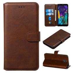 Retro Calf Matte Leather Wallet Phone Case for LG K30 (2019) 5.45 inch - Brown