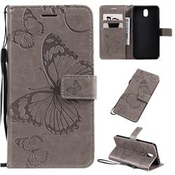 Embossing 3D Butterfly Leather Wallet Case for LG K30 (2019) 5.45 inch - Gray