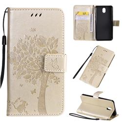 Embossing Butterfly Tree Leather Wallet Case for LG K30 (2019) 5.45 inch - Champagne