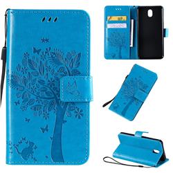 Embossing Butterfly Tree Leather Wallet Case for LG K30 (2019) 5.45 inch - Blue