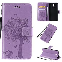 Embossing Butterfly Tree Leather Wallet Case for LG K30 (2019) 5.45 inch - Violet