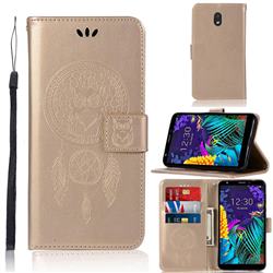 Intricate Embossing Owl Campanula Leather Wallet Case for LG K30 (2019) 5.45 inch - Champagne