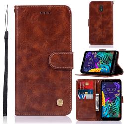 Luxury Retro Leather Wallet Case for LG K30 (2019) 5.45 inch - Brown