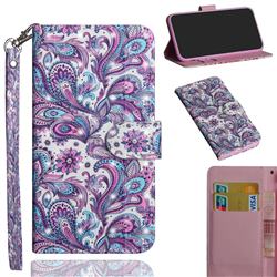 Swirl Flower 3D Painted Leather Wallet Case for LG K31