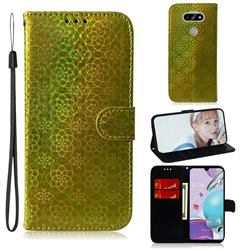 Laser Circle Shining Leather Wallet Phone Case for LG K31 - Golden
