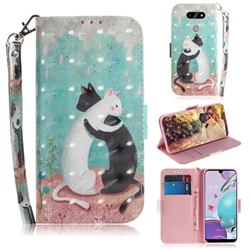 Black and White Cat 3D Painted Leather Wallet Phone Case for LG K31