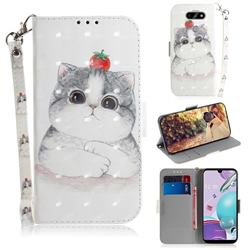 Cute Tomato Cat 3D Painted Leather Wallet Phone Case for LG K31