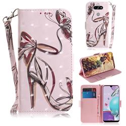 Butterfly High Heels 3D Painted Leather Wallet Phone Case for LG K31