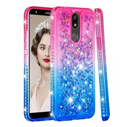 Diamond Frame Liquid Glitter Quicksand Sequins Phone Case for LG K40 (LG K12+, LG K12 Plus) - Pink Blue