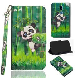 Climbing Bamboo Panda 3D Painted Leather Wallet Case for LG K40 (LG K12+, LG K12 Plus)