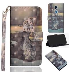 Tiger and Cat 3D Painted Leather Wallet Case for LG K40 (LG K12+, LG K12 Plus)