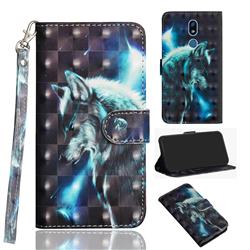 Snow Wolf 3D Painted Leather Wallet Case for LG K40 (LG K12+, LG K12 Plus)