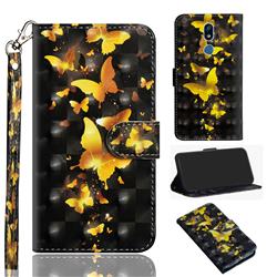 Golden Butterfly 3D Painted Leather Wallet Case for LG K40 (LG K12+, LG K12 Plus)