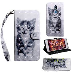 Smiley Cat 3D Painted Leather Wallet Case for LG K40 (LG K12+, LG K12 Plus)