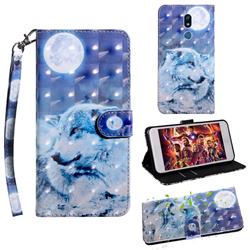 Moon Wolf 3D Painted Leather Wallet Case for LG K40 (LG K12+, LG K12 Plus)