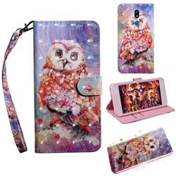 Colored Owl 3D Painted Leather Wallet Case for LG K40 (LG K12+, LG K12 Plus)