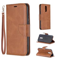 Classic Sheepskin PU Leather Phone Wallet Case for LG K40 (LG K12+, LG K12 Plus) - Brown