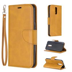 Classic Sheepskin PU Leather Phone Wallet Case for LG K40 (LG K12+, LG K12 Plus) - Yellow