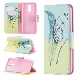 Feather Bird Leather Wallet Case for LG K40 (LG K12+, LG K12 Plus)